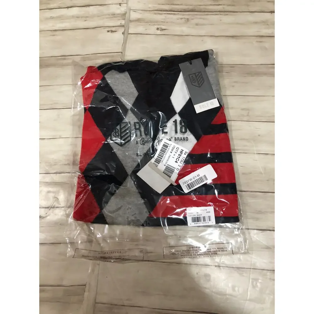 Bobby Jones Vest Mens Sweater Medium Argyle Striped Color Block Cashmere N71